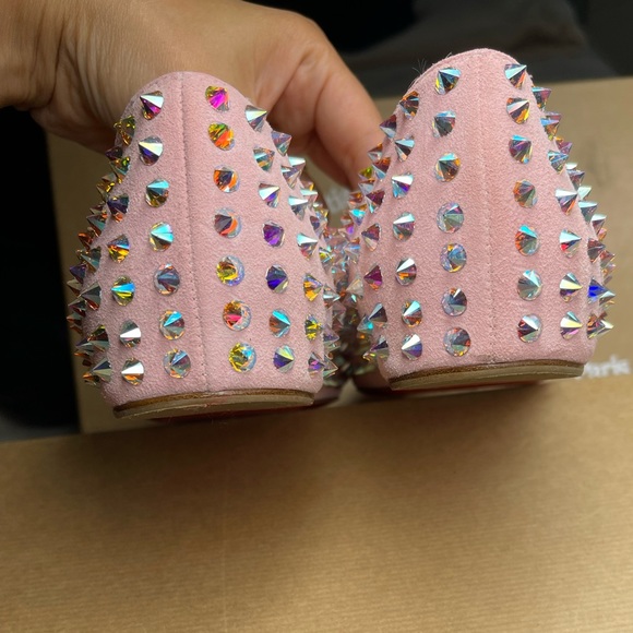 CHRISTIAN LOUBOUTIN KRYSTALIC FLAT SUEDE/CRYSTAL SPYKES - Picture 6 of 13